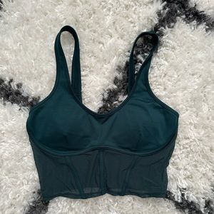 Alo Airbrush Mesh Corset Tank - Midnight Green